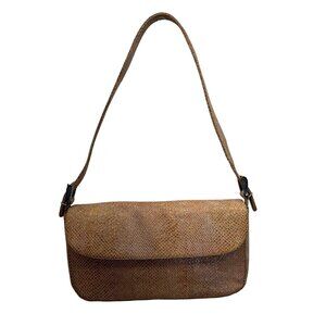 Vintage Marco Aurélio Orange Faux Snakeskin Magnetic Closure Clutch Bag Size M